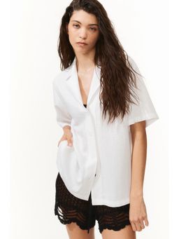 H&M - Women White Loose-Fit Resort Shirt