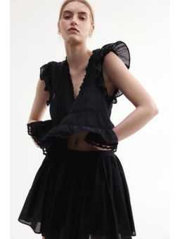 H&M - Women Black Pintucked Blouse