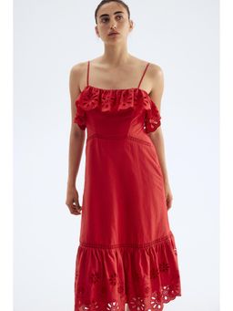 H&M - Women Red Broderie Anglaise Cotton Dress