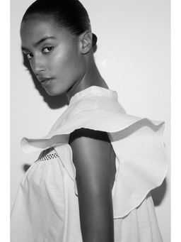 H&M - Women White Dobby-Weave Blouse