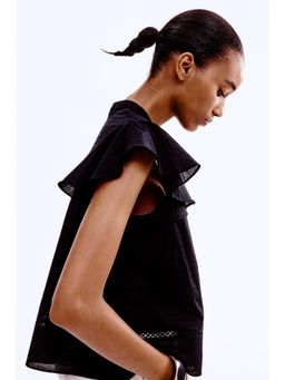 H&M - Women Black Dobby-Weave Blouse