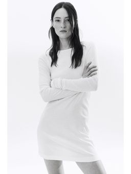 H&M - Women White Ribbed Mini Dress