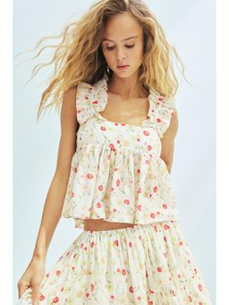 H&M - Women White Ruched Peplum Vest Top