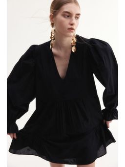 H&M - Women Black Cotton Tunic Dress