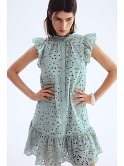 H&M - Women Turquoise Broderie Anglaise Dress