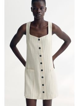 H&M - Women Beige Sleeveless Linen-Blend Dress