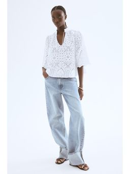 H&M - Women White Broderie Anglaise Blouse