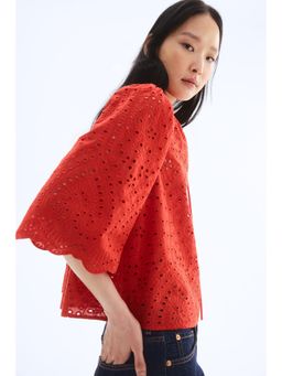 H&M - Women Red Broderie Anglaise Blouse