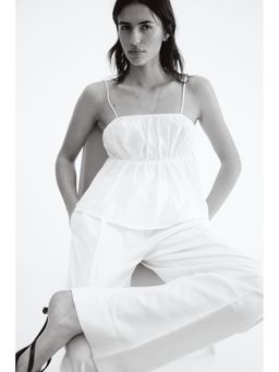 H&M - Women White Peplum Strappy Top