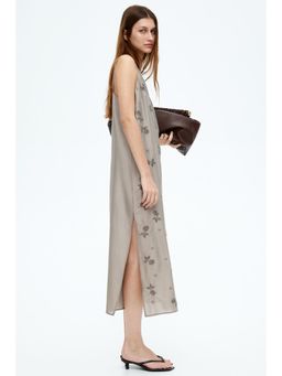 H&M - Women Grey Bead-Embellished Dress