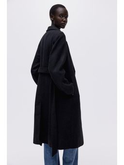 H&M - Women Black Tie-Belt Coat
