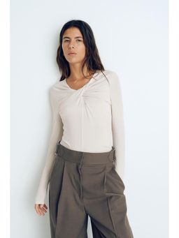 H&M - Women Beige Twist-Detail Top