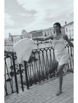 H&M - Women Beige Draped Linen-Blend Dress