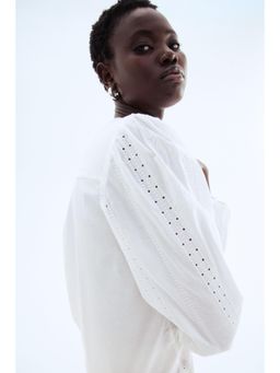 H&M - Women White Embroide Cotton Blouse