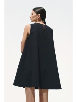 H&M - Women Black Jacquard-Weave Shift Dress