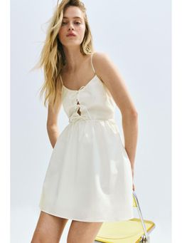 H&M - Women White Tie-Detail Poplin Dress