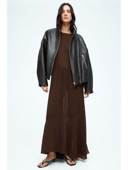 H&M - Women Brown Long Chiffon Dress