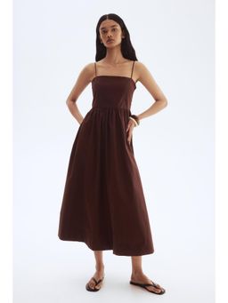 H&M - Women Brown Cotton Strappy Dress