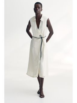 H&M - Women White Tie-Belt Wrap Dress