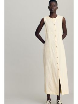 H&M - Women Yellow Linen-Blend Dress