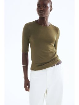 H&M - Women Green Pima Cotton T-Shirt