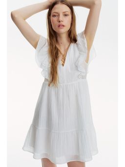 H&M - Women White Frill-Trimmed Dress