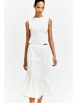 H&M - Women White Textu Peplum Top
