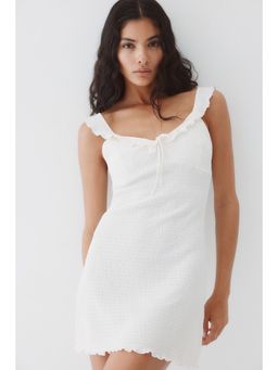 H&M - Women White Frill-Detail Mini Dress