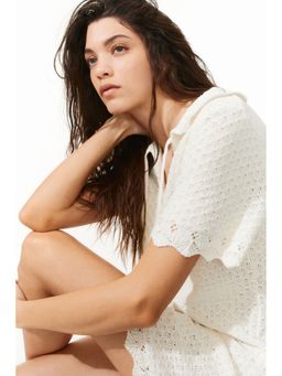 H&M - Women White Pointelle-Knit Dress
