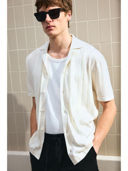 H&M - Men White Regular Fit Linen-Blend Resort Shirt