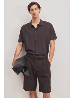 H&M - Men Brown Regular Fit Fine-Knit Shirt