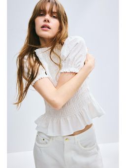 H&M - Women White Smocked Blouse