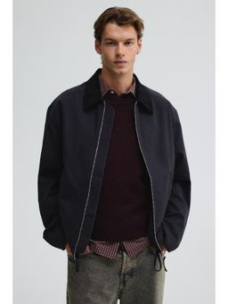 H&M - Men Black Cotton Blouson Jacket