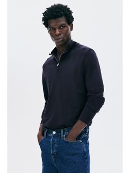 H&M - Men Blue Regular Fit Zip-Top Jumper