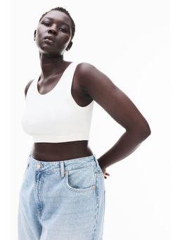H&M - Women White Cropped Ribbed Vest Top