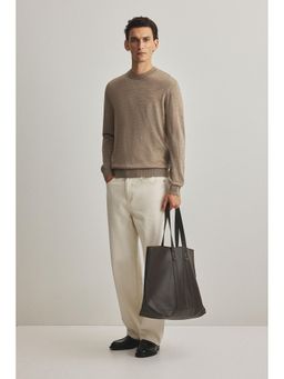 H&M - Men Beige Regular Fit Wool Jumper
