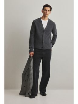 H&M - Men Grey Regular Fit Wool Cardigan