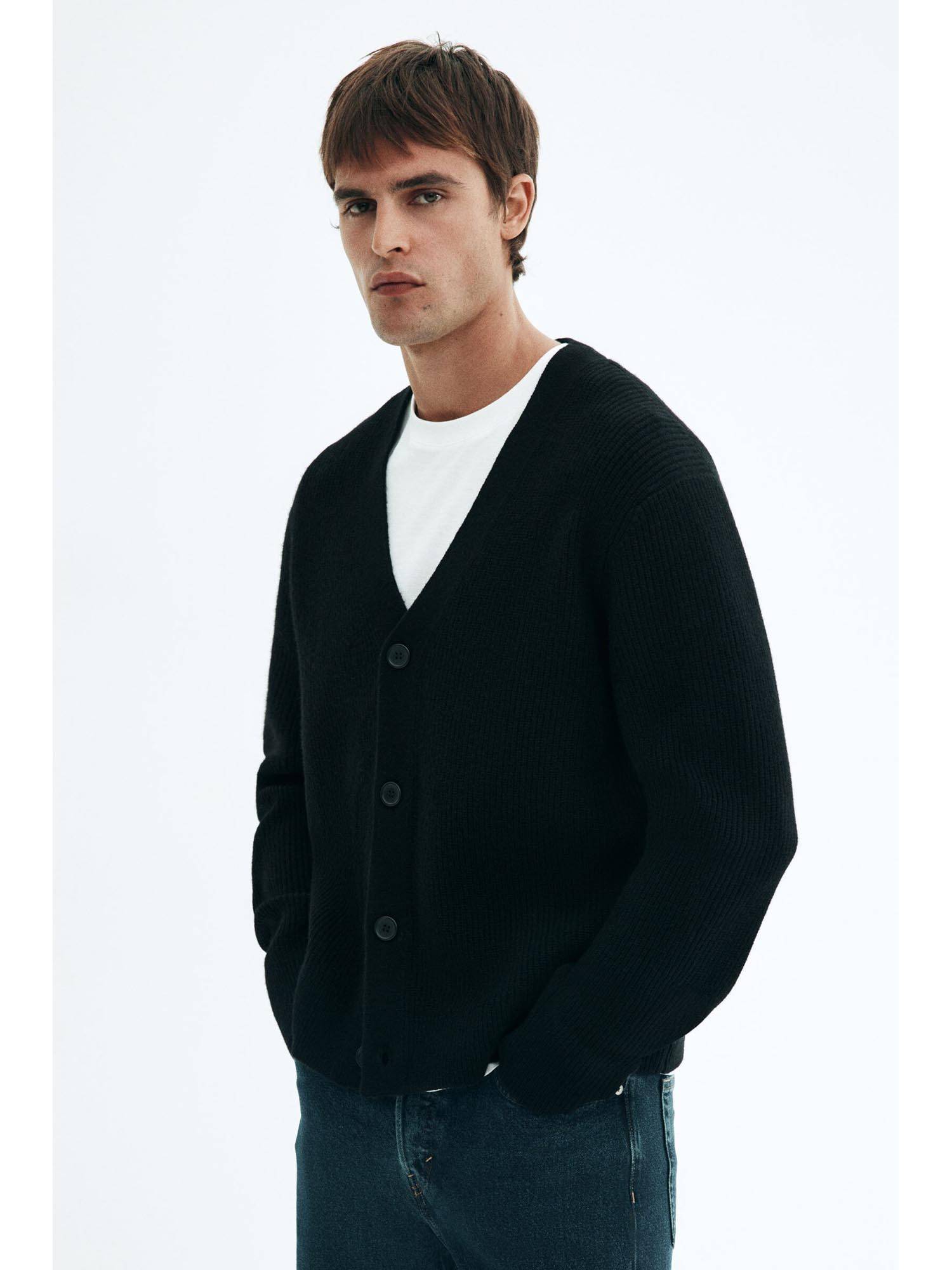 Buy H&M Regular Fit Wool Cardigan Black (XS) Online