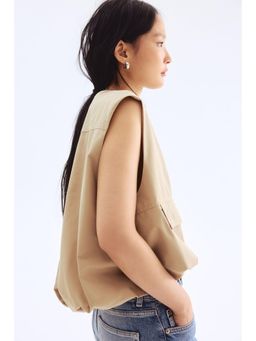 H&M - Women Beige Bubble-Hem Gilet
