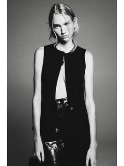 H&M - Women Black Long Waistcoat