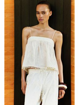 H&M - Women Beige Embroide Strappy Top