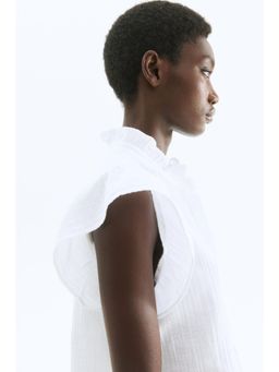 H&M - Women White Flutter-Sleeved Muslin Blouse