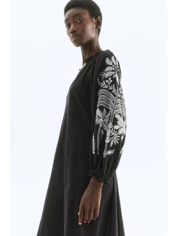 H&M - Women Black Embroide Cotton Dress