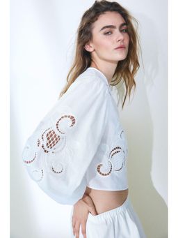 H&M - Women White Broderie Anglaise Cotton Blouse