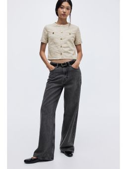 H&M - Women Beige Textu Jersey Cardigan