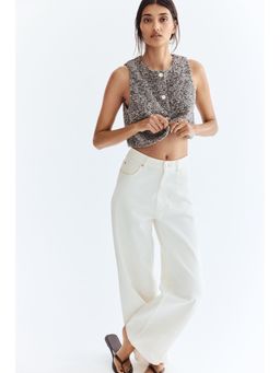 H&M - Women Black Textu Jersey Waistcoat