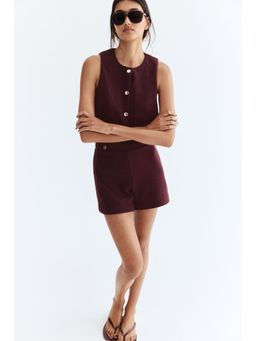 H&M - Women Red Textu Jersey Waistcoat