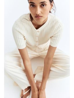 H&M - Women White Textu-Knit Cardigan