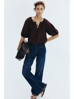 H&M - Women Brown Balloon-Sleeved Blouse