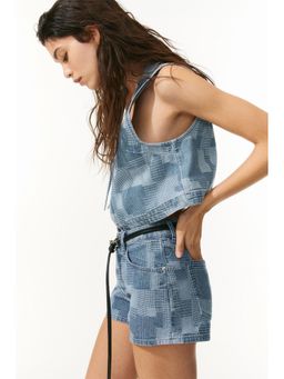 H&M - Women Blue Patchwork-Look Denim Gilet